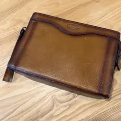 昭和レトロ　WILD TOP レザー クラッチバッグ セカンドバッグ　ブラウン
