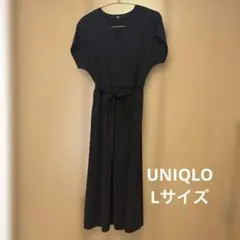 ユニクロ ジャージー素材VネックワンピースブラックＬサイズ
