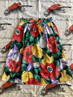 vintage フラワープリント フレアスカート 花柄 古着 ヴィンテージ