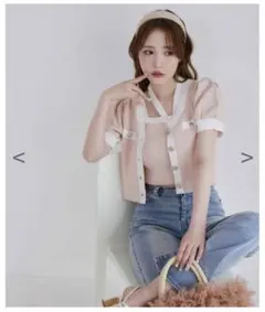 配色カーディガン