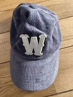 グレー コーデュロイ ベースボールキャップ W刺繍