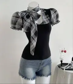 shein トップス 韓国 チェック