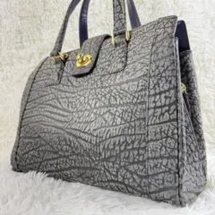 【希少カラー】シャークスキン ハンドバッグ ターンロック3ルーム ブルー