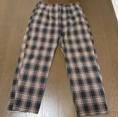 THE SHOP TK チェック柄ワイドパンツ ゴムウエスト