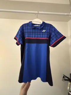 YONEX 青 チェック柄 ポロシャツ