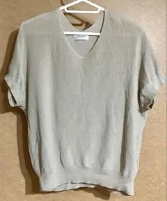 WORLD［OPAQUE.CLIP］＊Vネックリブニット＊ベージュ/ M