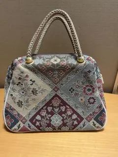 花柄刺繍 ハンドバッグ　レトロ