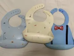 mushie お食事エプロン　シリコン　3枚セット　男の子　車柄　恐竜　リボン