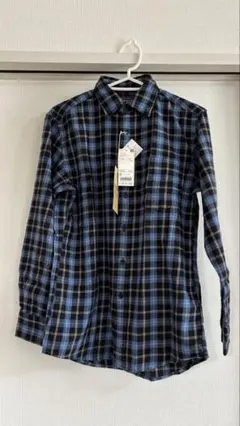 タグ付き新品未使用 UNIQLO フランネル チェックシャツ ブルー