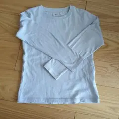 シンプル長袖Tシャツ 140 ライトブルー 綿100%