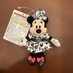 【新品未使用タグ付き】ミニー ホワイト ヒョウ柄 ぬいぐるみチャーム ディズニー