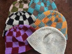 ハンドメイド クラッシャーハット バケットハット クロシェハット