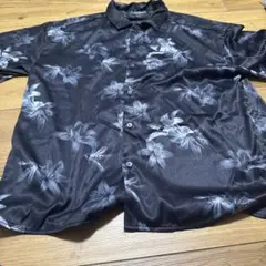 CLEL 2way 花柄 アブストラクト柄ドレープ半袖シャツ