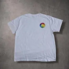 JBalvin村上隆フラワーTシャツ古着白Lコラボ半袖バックプリント人気希少作品