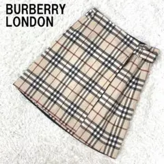 バーバリー/Burberry 巻きスカートベルト付 フリンジ 42ノバチェック柄
