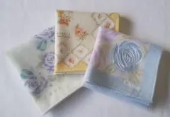 グレ ピエールカルダン クロエ レディースハンカチ バラ柄 3枚セット