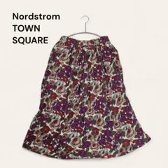 vintageレトロ フレアスカート 花柄 パープル クラシック