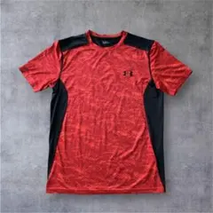 アンダーアーマー　Tシャツ　速乾　ロゴプリント　赤　バイカラー　Mサイズ