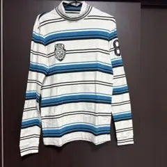 PEARLY GATES ストライプ長袖モックネックシャツ　サイズ5