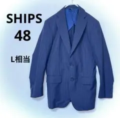 シップス　ストライプ　スーツジャケット　48 ネイビー　L相当　ジャケット