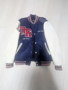 ZARA スタジャン パッチ ボンバージャケ ット ネイビーブルー