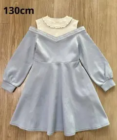 メゾピアノ　 ロゴライン　肩開きワンピース