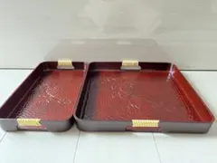 角盆、長方盆、鎌倉彫、美術品、アンティーク、漆器、盆、牡丹、トレイ、