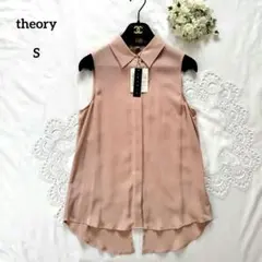✾theory セオリー✾ ノースリーブ シルクブラウス S ピンクベージュ