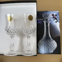 Cristal d'Arques カットグラス2個セットとデカンタ
