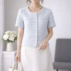 ツイード 半袖ジャケット M 入学式 卒業式 セレモニー