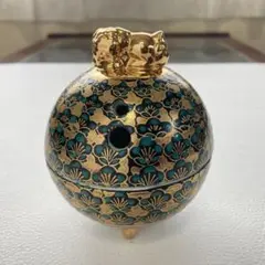 Y1768-12 九谷 陶香 菊絵 九谷焼 香炉 手燻 共箱　LL Y1768-12 九谷 陶香 菊絵 九谷焼 香炉 手燻 共箱 LL