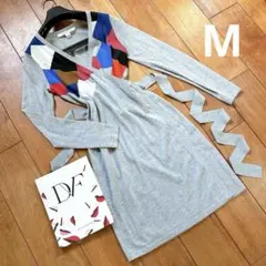 美品ダイアンフォンファステンバーグ　ニットワンピース　ラップドレス　グレー　M