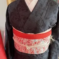 SALE 結城紬着物 80亀甲　と花柄名古屋帯セット