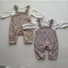 花柄ロンパース・カバーオール（2点セット）60〜70㎝