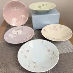 たち吉 銘々皿 5枚セット 花柄 陶器