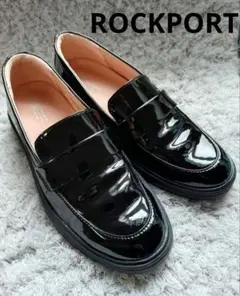 【美品】ROCKPORT レディース ローファー エナメル ブラック
