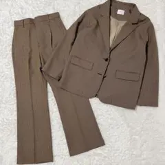 ローリーズファーム　千鳥格子　ブラウン　ジャケット　フレアパンツ　セットアップ