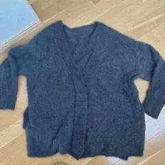 アダムエロペ　フォックス100％　シャギーカーデ　グレー