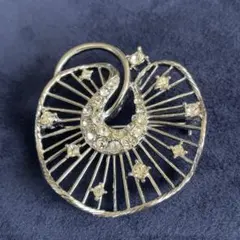 【26】アンティーク調ブローチ　シルバートーン　ラインストーン　ヴィンテージ