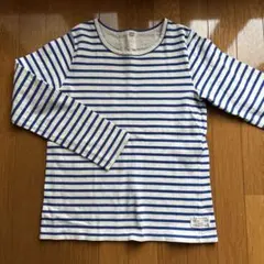 白と青のストライプ 長袖Tシャツ