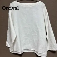 Orcival オーシバル　リネン 長袖 プルオーバー ホワイト 蜂刺繍のサムネイル