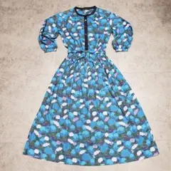 花柄ワンピース 総柄ワンピース レトロワンピース マキシ丈 ロング丈 花柄 L