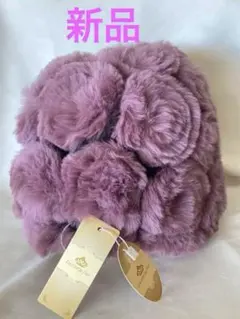 フォロー350円引新品袋入り　POPULER リアルファー毛フラワーモチーフ