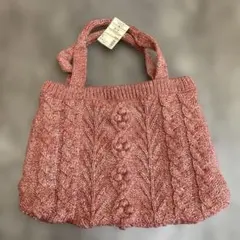 無印良品　ニットトートバッグ　縦30cm 横44cm 色エンジ　定価3980円のサムネイル
