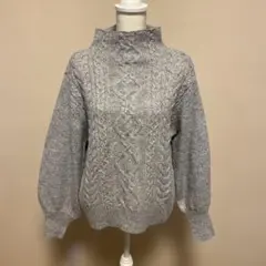 Z of Zompa Organic ケーブル編みハイネックニット グレー M