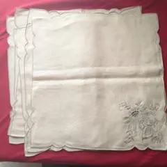 リネン製花柄刺繍ランチョンマット6枚セット