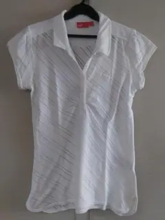 PUMA ホワイト ストライプ ポロシャツ S