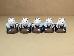 住吉大社 招き猫 置物 5点セット 陶器 和風 インテリア 縁起物 レトロのサムネイル