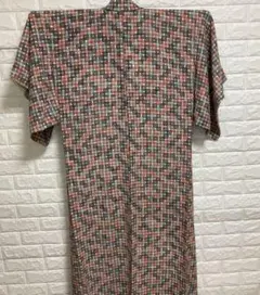 昭和レトロ　グレー✖️ピンク　小紋　アンティーク　可愛い着物