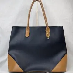 極美品】トッズ トートバッグ ストライプ ライン 大容量 A4◎ ブルー 
